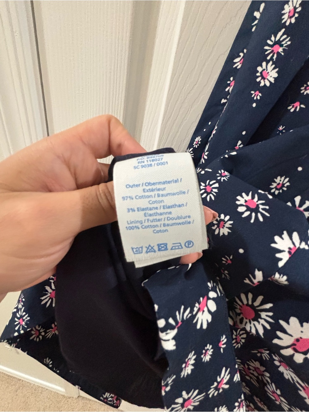 Boden Navy Midi Dress with Pink and White Daisy Print - Picture 7 of 7
